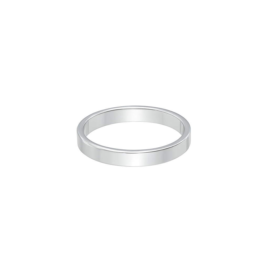 White Gold Flat Wedding Band 14k, 4mm, Size: 9 3/4