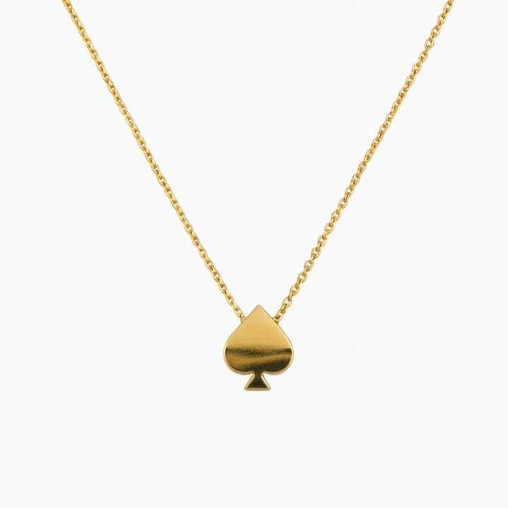 18K Yellow Gold necklace with Moving Spades 14 to 16" adjustable 2.23gr