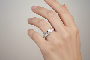 14K White Gold Princess Cut Channel Setting Band. TDW: 0.54ct VS FG