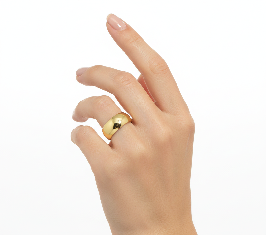 14K Yellow Gold Wide Band size 6.5 6mm