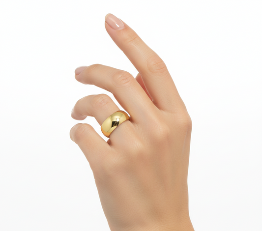14K Yellow Gold Wide Band size 6.5 6mm