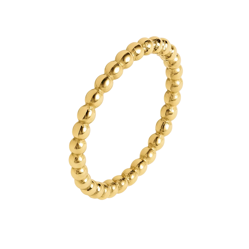 Yellow Gold Beaded Band Ring 18k
