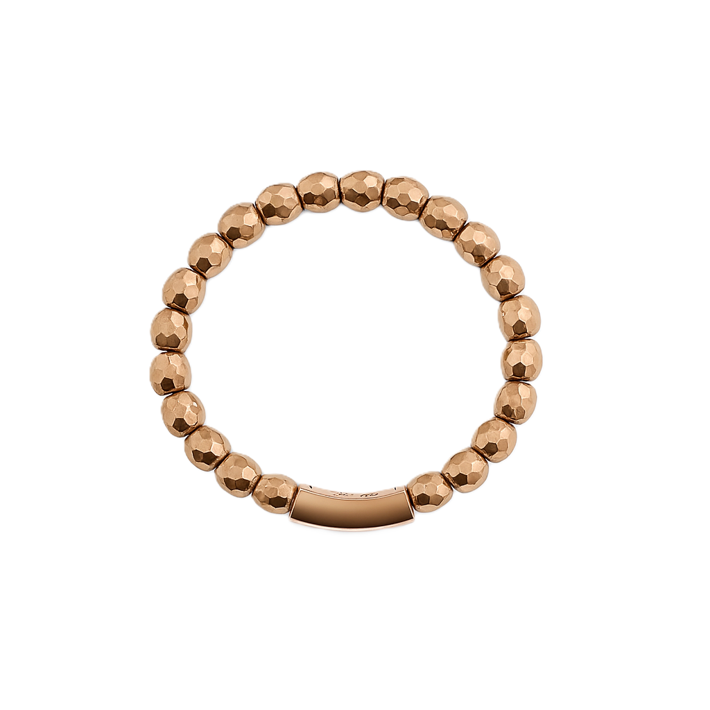 Rose Gold Tone Rotatable Faceted Bead Ring, 18k, 1.94gr