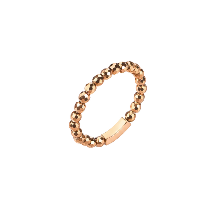 18K Rose Gold Tone Rotatable Faceted Bead Ring