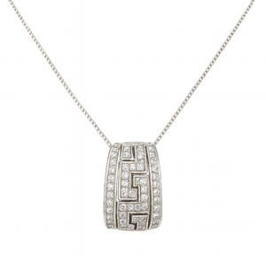 14K White Gold Pave Diamond Greek Key Pendant TDW: 0.32ct S1 GH