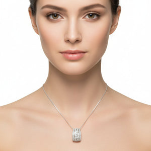 14K White Gold Pave Diamond Greek Key Pendant TDW: 0.32ct S1 GH