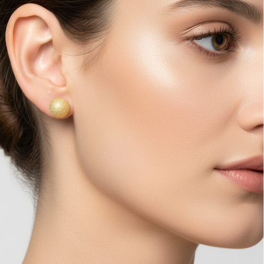 18K Yellow Gold Ball Shape Stud Earrings 2.5 gr