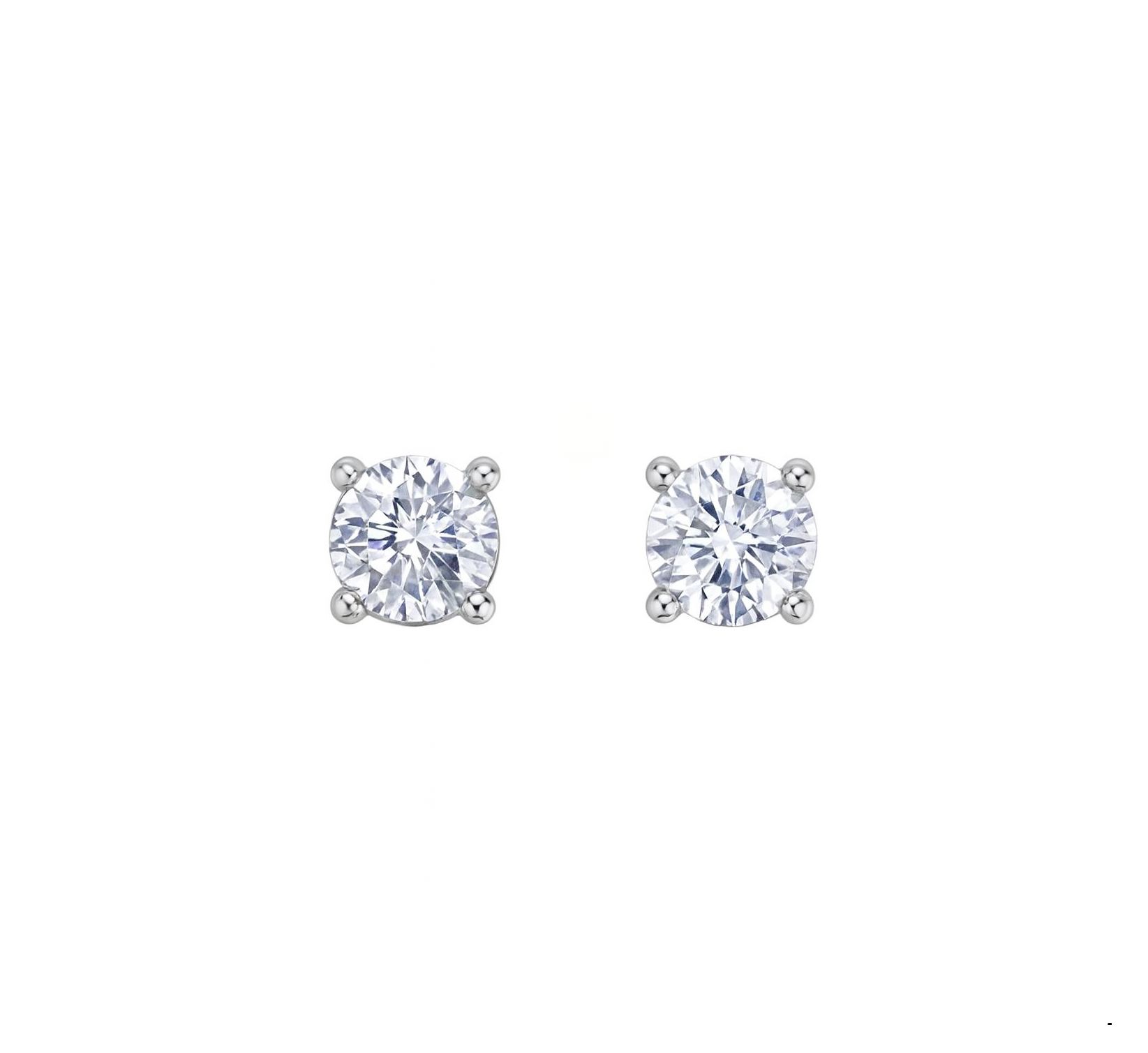 White Gold Round Cut CZ Stud Earrings 14k