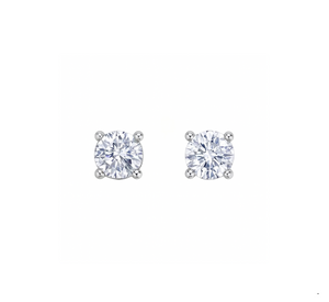 White Gold Round Cut CZ Stud Earrings 14k