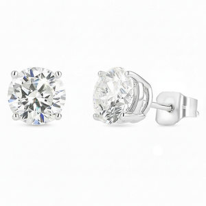 White Gold Round Cut CZ Stud Earrings 14k