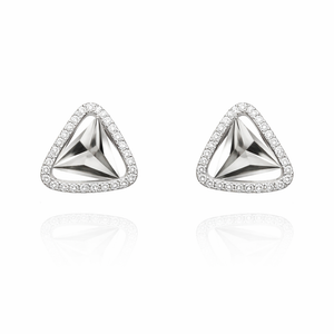 14K White Gold Triangle Earring Setting with Natural Diamonds TDW: 0.39ct VS GH