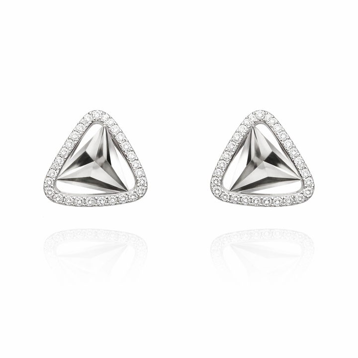 14K White Gold Triangle Earring Setting with Natural Diamonds TDW: 0.39ct VS GH