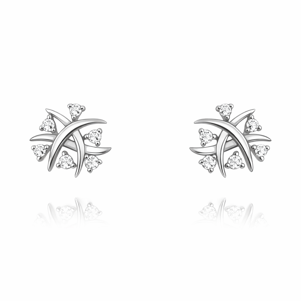 14K White Gold Starburst Diamond Stud Earrings TDW: 0.26ct VS.GH