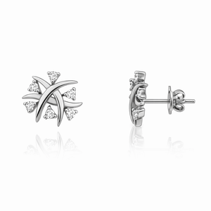 14K White Gold Starburst Diamond Stud Earrings TDW: 0.26ct VS.GH