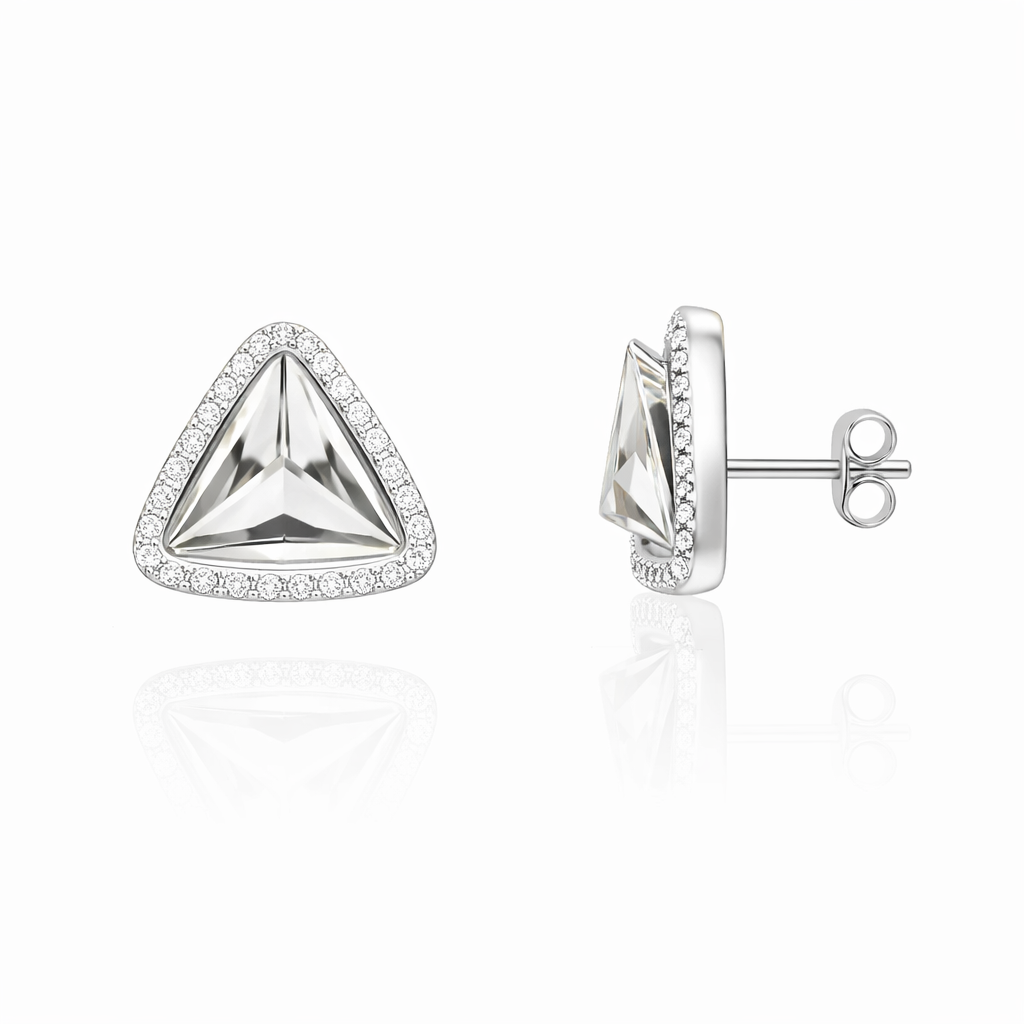 14K White Gold Triangle Earring Setting with Natural Diamonds TDW: 0.39ct VS GH