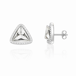 14K White Gold Triangle Earring Setting with Natural Diamonds TDW: 0.39ct VS GH