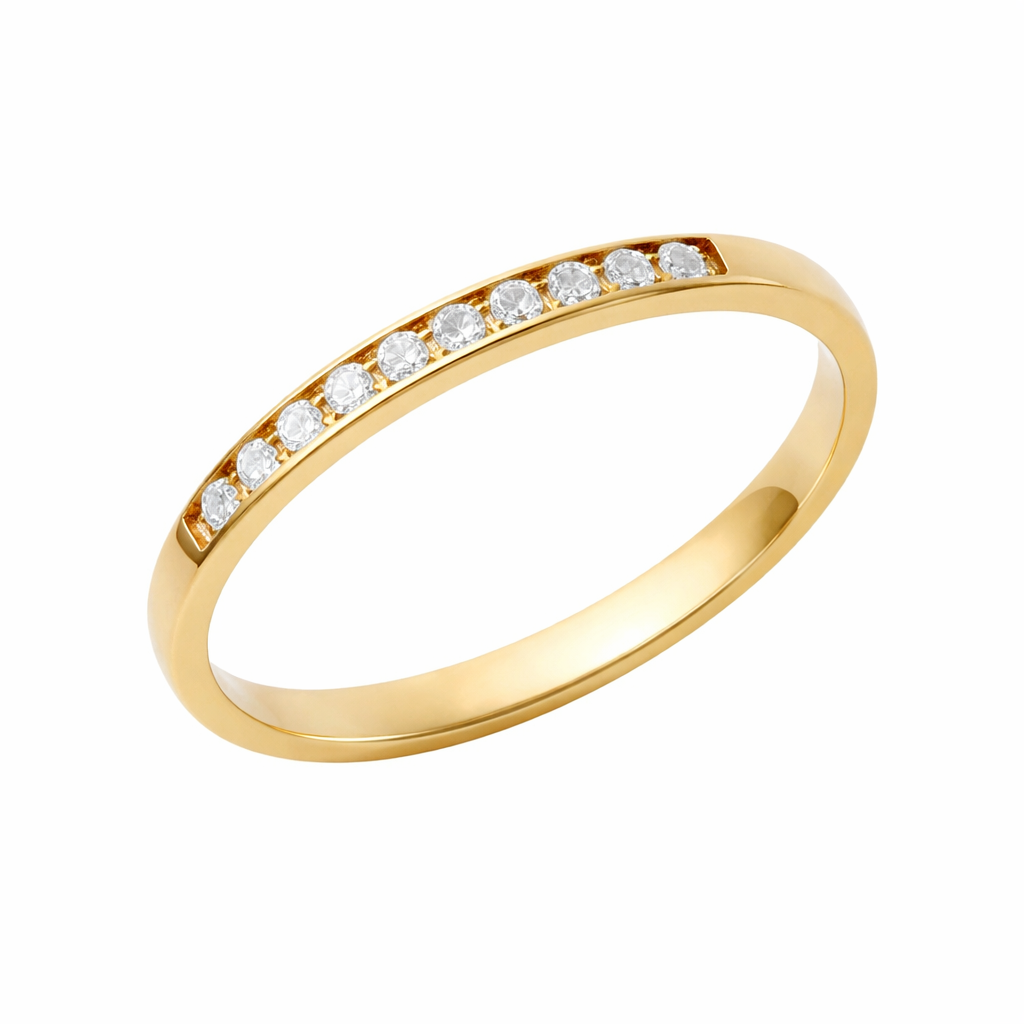 10K Classic Gold Diamond Eternity Band with 10 Natural Diamonds 0.10ct