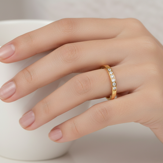 10K Yellow Gold Diamond Eternity Band, TDW: 0.1ct