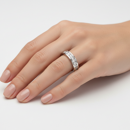 14K White Gold Chanell Setting Diamond Band. TDW: 0.45ct SI – I – J