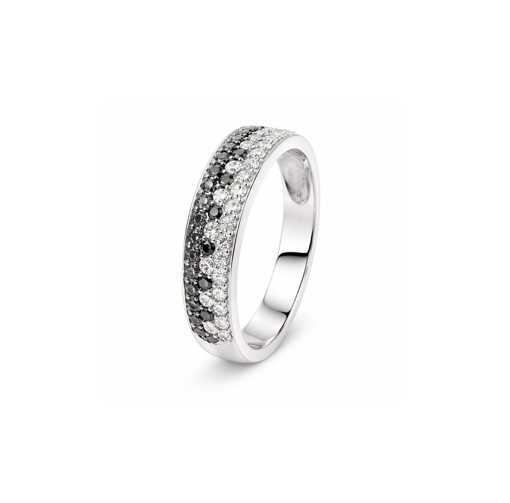 14K White Gold White and Black Diamond Band. TBKDW: 0.30ct TDW: 0.61ct