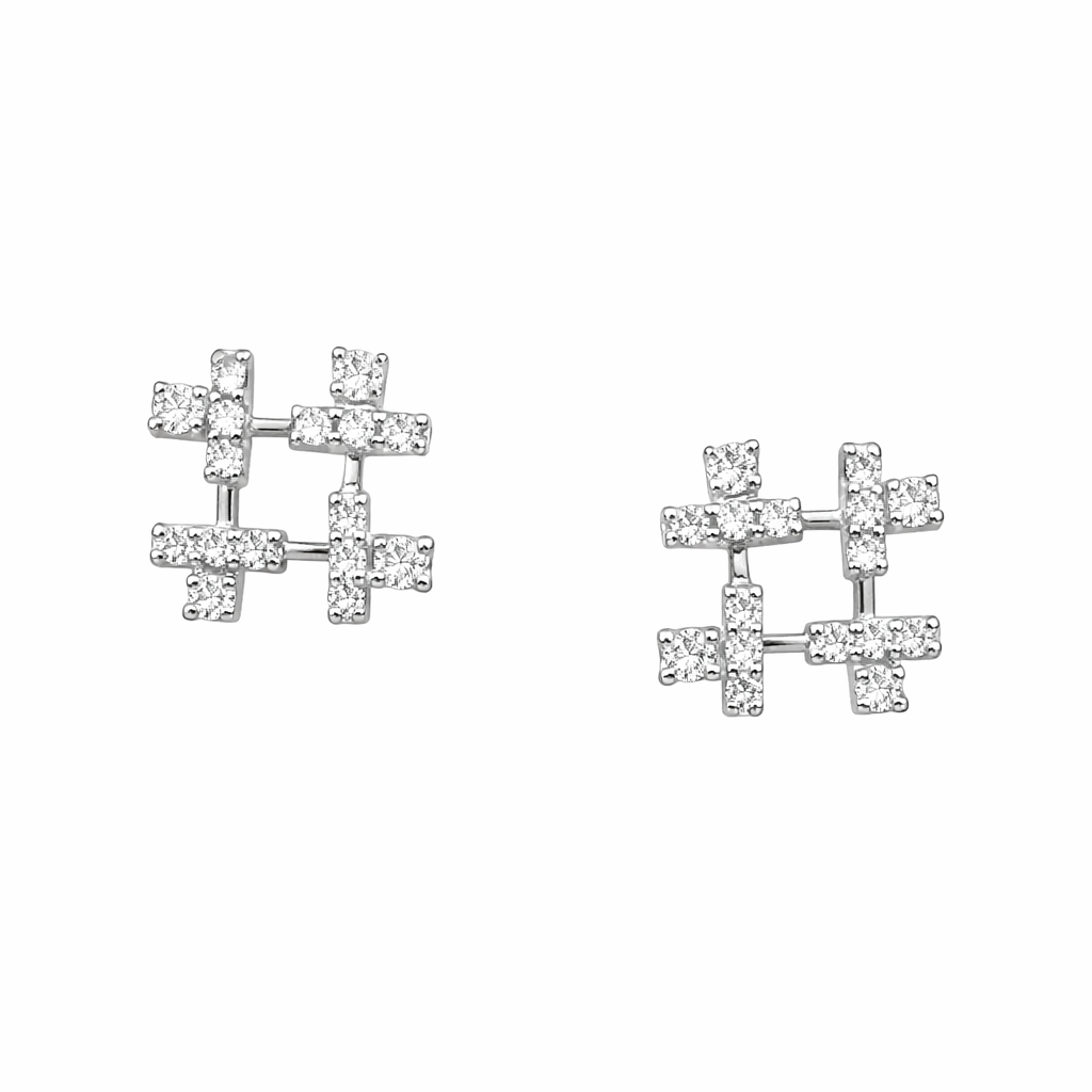 14K White Gold Square Earring Diamond Accent TDW: 0.43ct VSGH