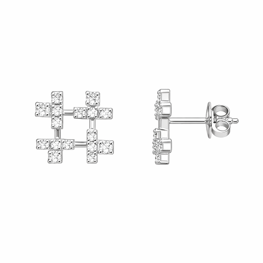 14K White Gold Square Earring Diamond Accent TDW: 0.43ct VSGH