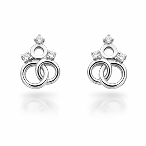14K White Gold Three Circle Style Earring Setting with Six Diamonds TDW: 0.06ct