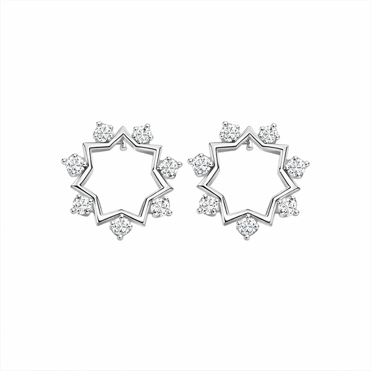 White Gold Earring  Star design setting with seven Diamonds TDW: 0.23ct14k