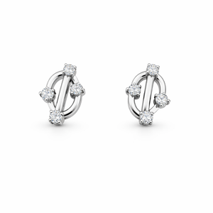 14K White Gold Earrings with four Round Diamonds TDW:0.17ct VS GH