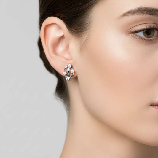 14K White Gold Earrings with four Round Diamonds TDW:0.17ct VS GH