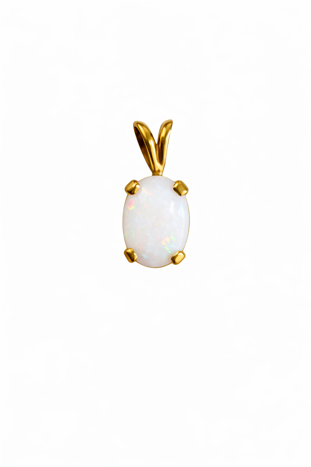 Yellow Gold Oval Shaped Opal Pendant, 14k, O:0.53ct