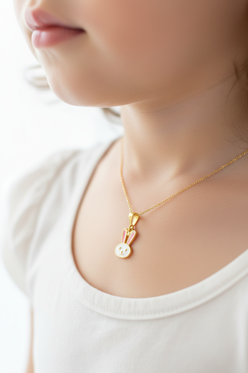 18K Yellow Gold Rabbit head Pendant