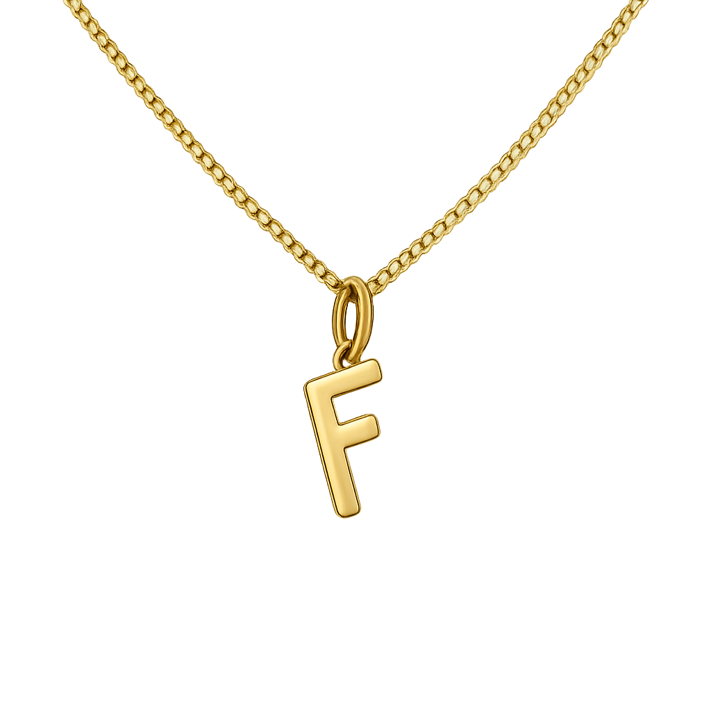 18K Yellow Gold Initial F Pendant