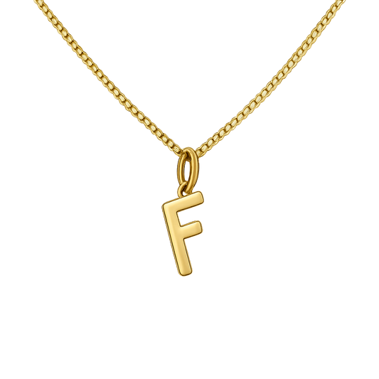 18K Yellow Gold Initial F Pendant
