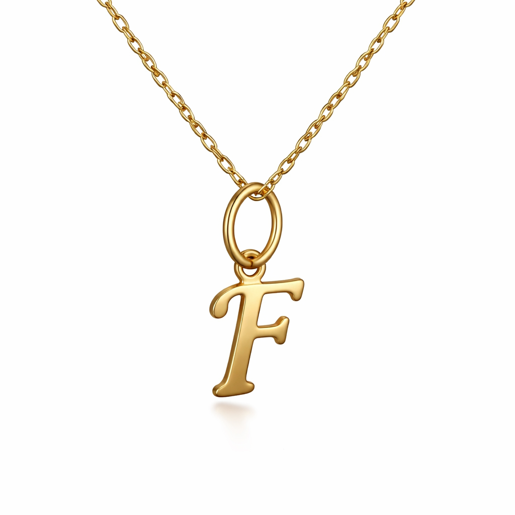18K Yellow Gold Initial F Pendant