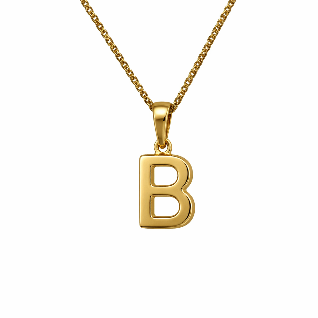 18K Yellow Gold Initial B Pendant 1.23gr