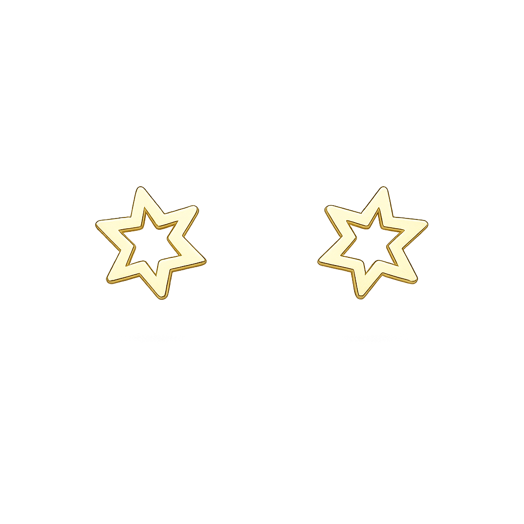 18K Yellow Gold Stud Earring Hollow Star 0.8 gr