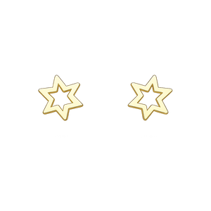 18K Yellow Gold Stud Earring Hollow Star 0.8 gr