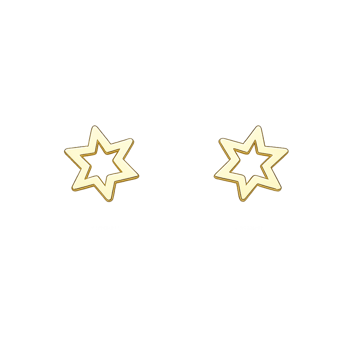 18K Yellow Gold Stud Earring Hollow Star 0.8 gr