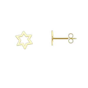 18K Yellow Gold Stud Earring Hollow Star 0.8 gr