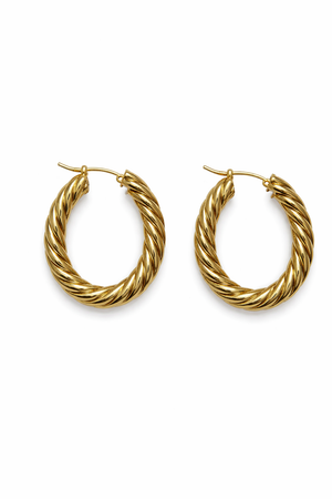 18K Yellow Gold Hoop Spiral Earring 3.98gr