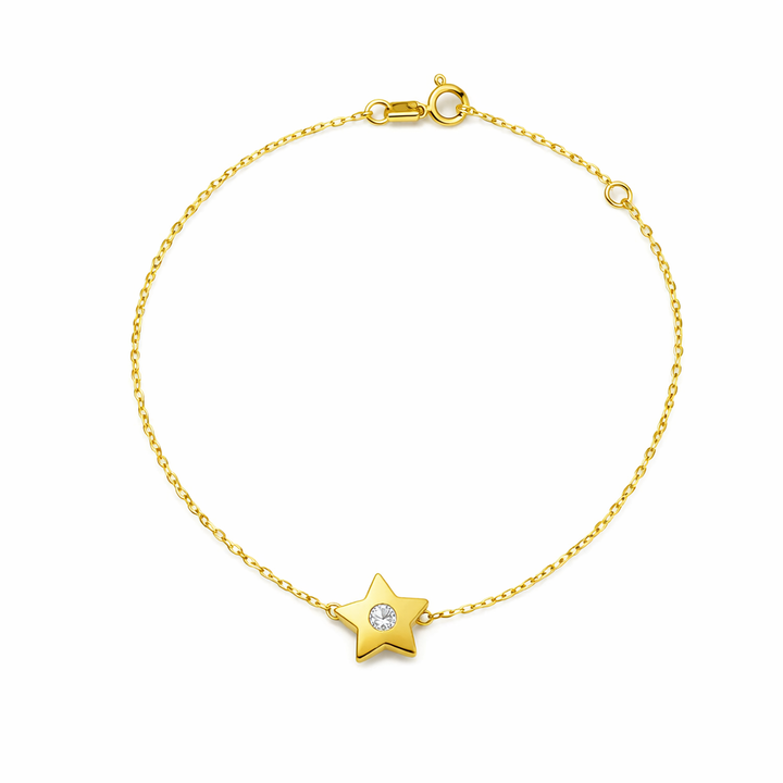 14K Yellow Gold Cubic Star Setting Bracelet