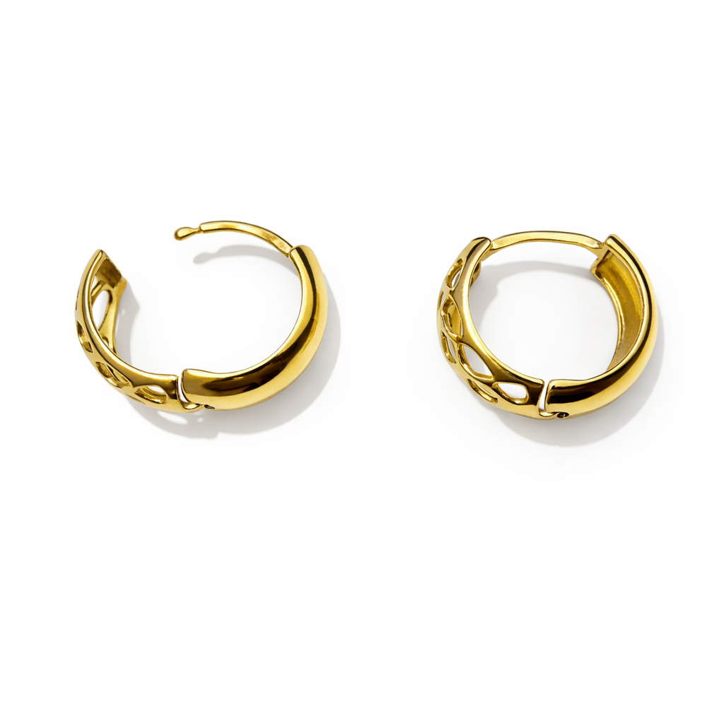 Yellow Gold Hoop with Design 18k 1.9gr