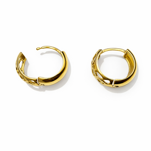 Yellow Gold Hoop with Design 18k 1.9gr