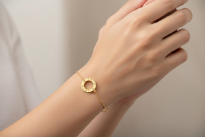 Yellow Gold Chain Bracelet with one Ring engraving with LOVE ,18k, 2.78gr