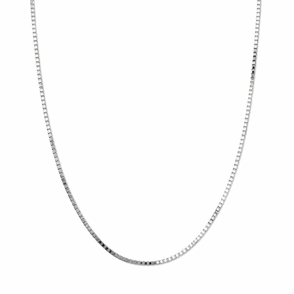 14K Italian White Gold Box Chain 18"