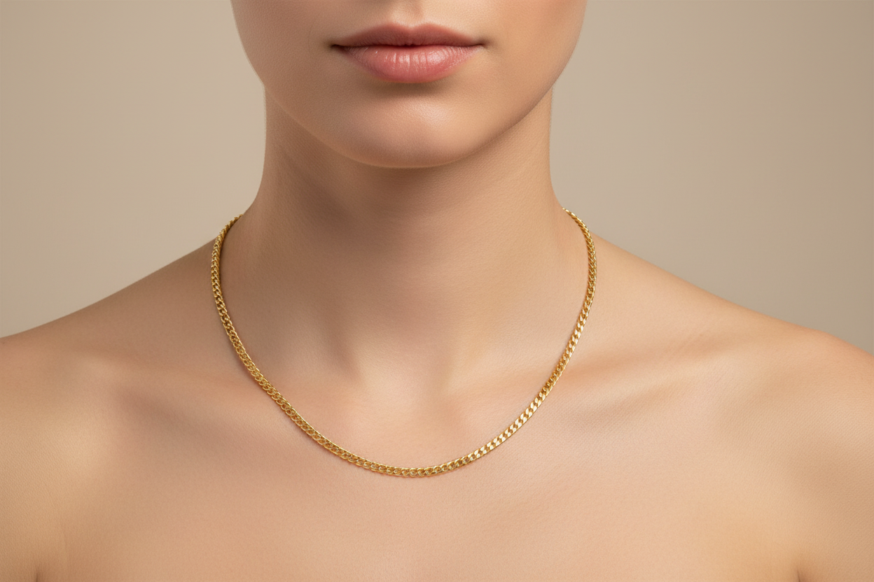 18K Yellow Gold Flat Curb Chain 20"