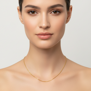 18K Yellow Gold Cable Chain 17 to 18" Adjustable