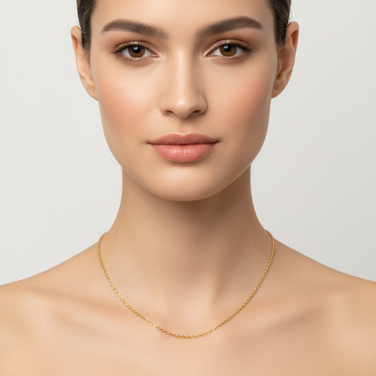 18K Yellow Gold Cable Chain 17 to 18" Adjustable