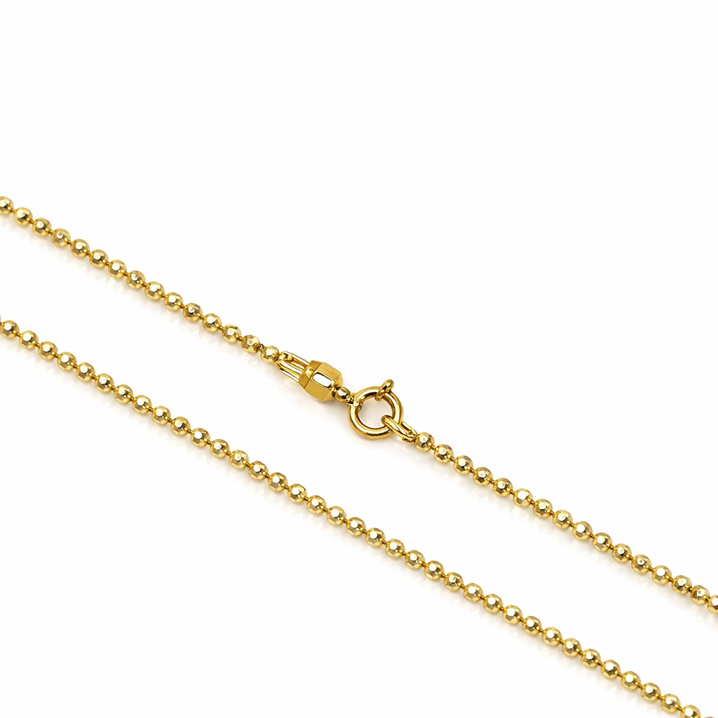 18K Italian Yellow Gold Diamond Cut Beaded Style Chain 24"